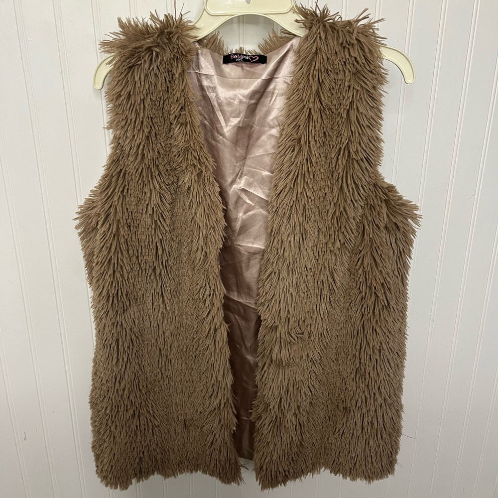 Very Soft Faux Fur Vest in Tan